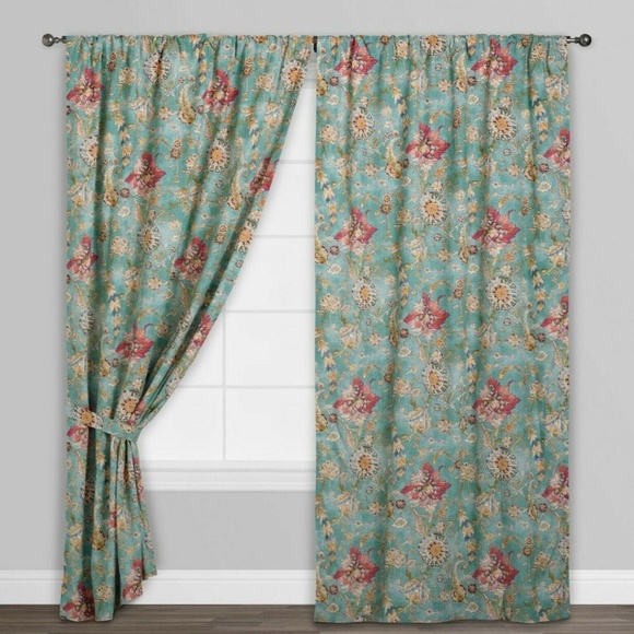 World Market Accents 96x48 Aqua Genevieve Cotton Curtains Poshmark